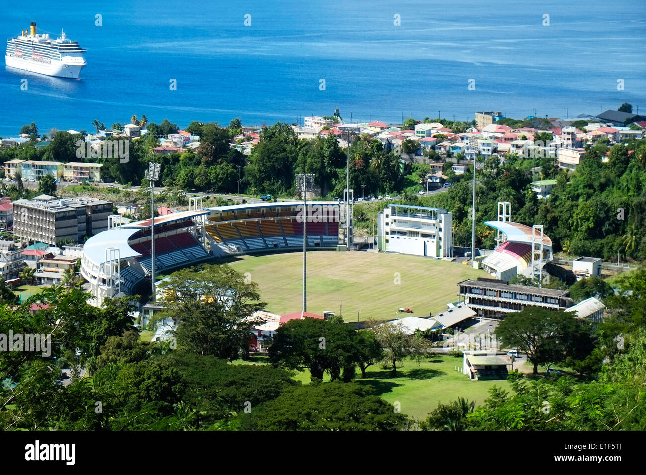 Windsor Park Soccer Stadium Roseau Dominica Nazione Mar dei Caraibi Isola Windward Foto Stock