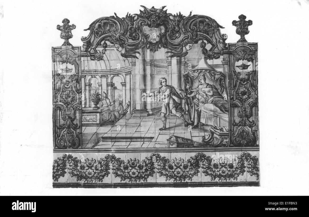 L'Universidade de Évora, situata a Évora, in Portogallo, è rinomata per i suoi azulejos (piastrelle decorative in ceramica). João Miguel dos Santos Simões, una figura chiave nel campo, ha contribuito in modo significativo alla collezione azulejaria dell'università. Foto Stock
