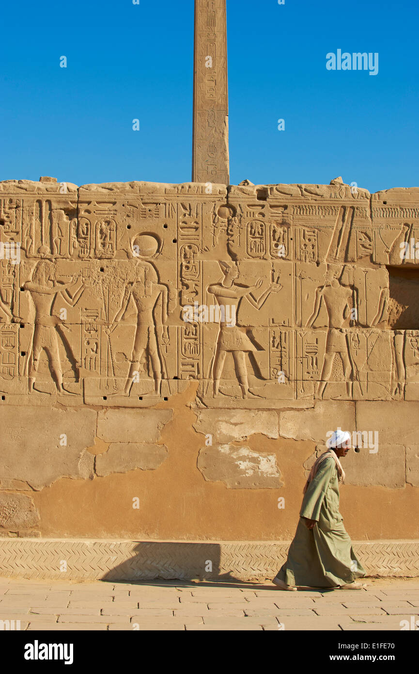 L'Egitto, la Valle del Nilo, Luxor, Tebe, Tempio di Karnak, Sito Patrimonio Mondiale dell'UNESCO, Obelischi di Hatshepsut Foto Stock