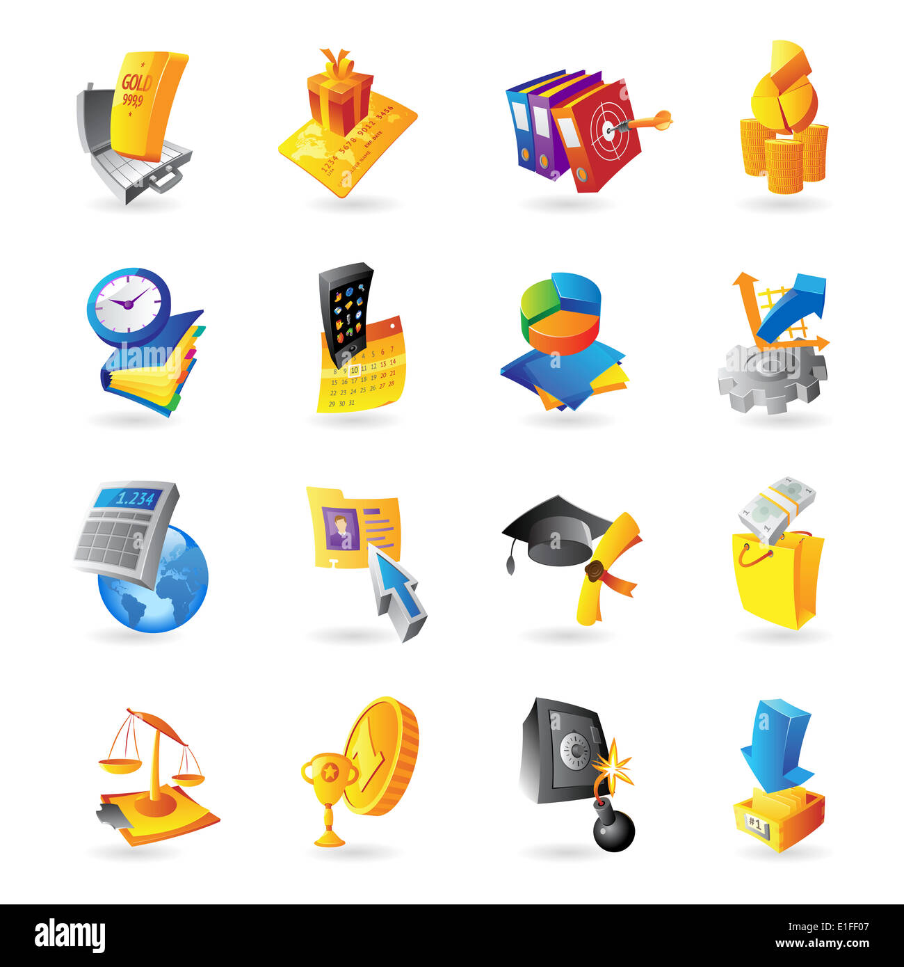 Icone per affari e finanza. Foto Stock