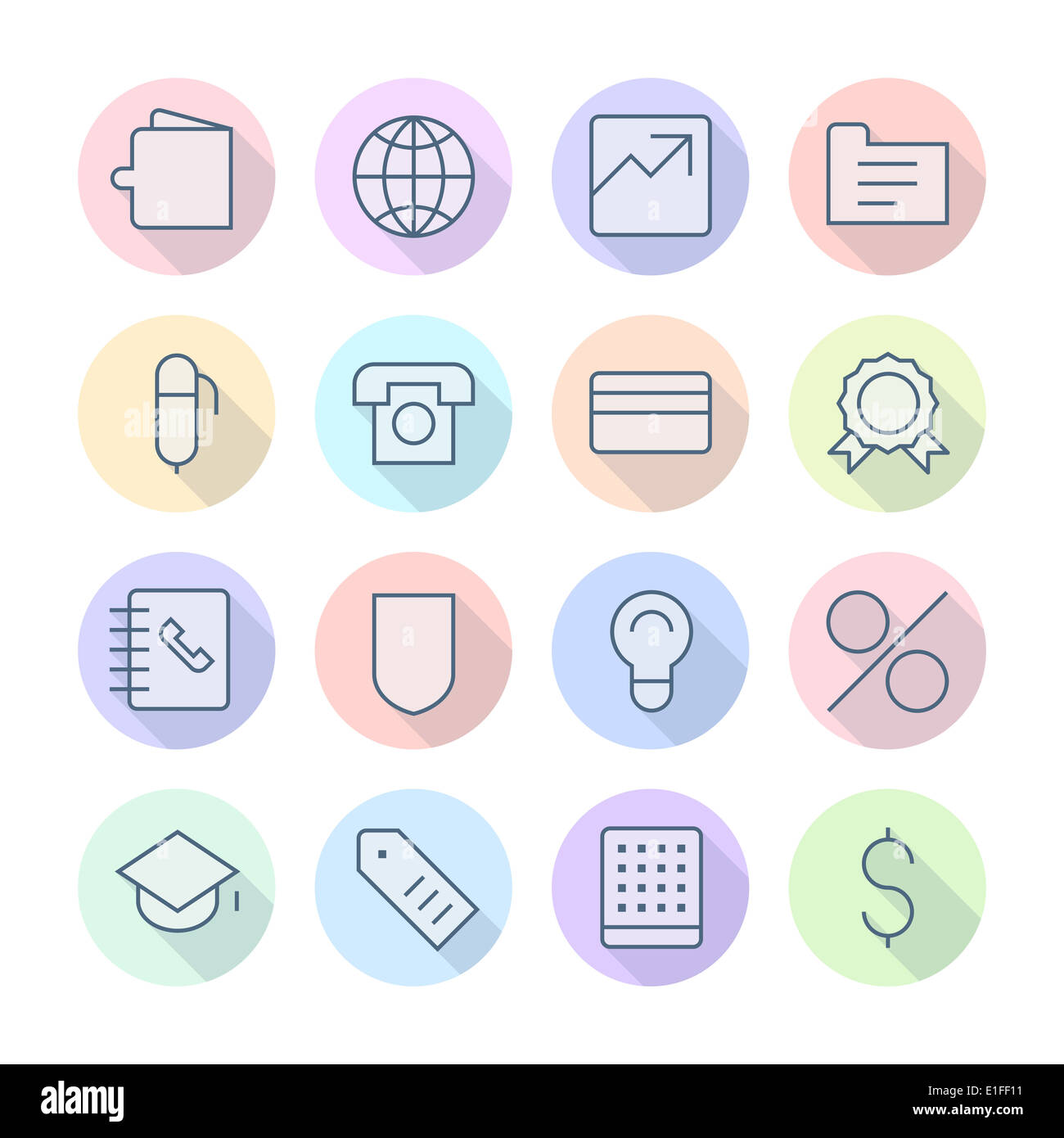 Sottile linea di icone per Affari e finanza. Versione Raster. Foto Stock