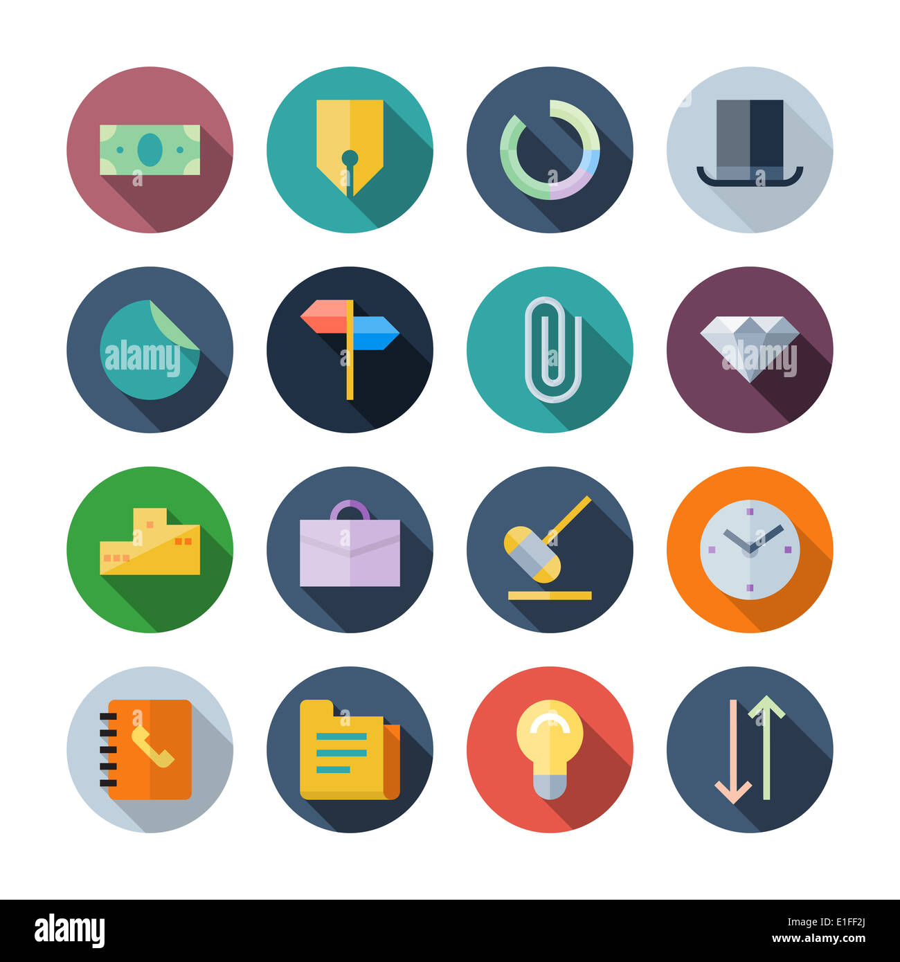 Design piatto le icone per il business. Versione Raster. Foto Stock