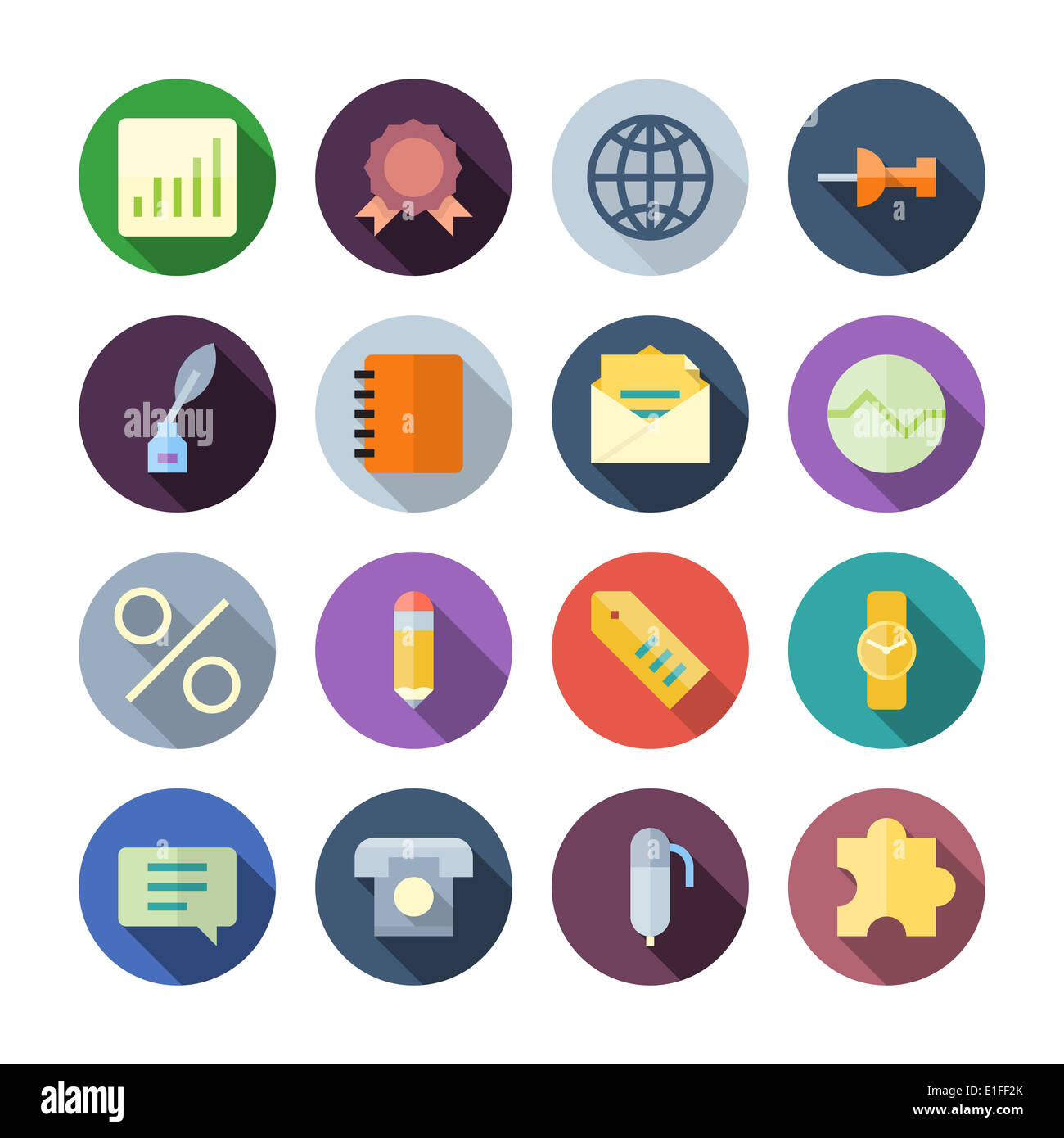 Design piatto le icone per il business. Versione Raster. Foto Stock