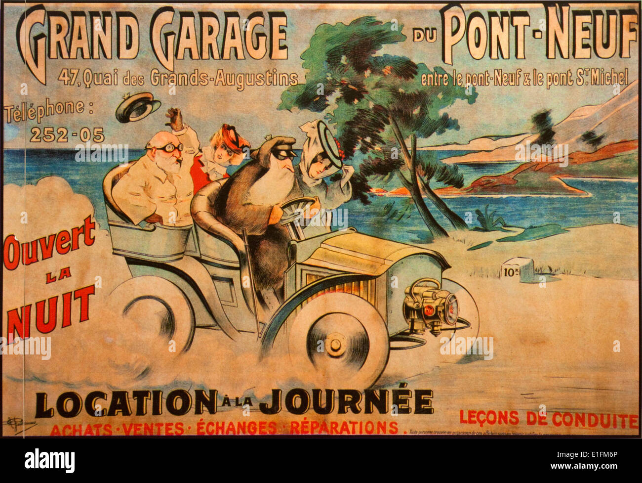 Grand garage du Pont Neuf Vintage Parisien Motoring Poster Foto Stock