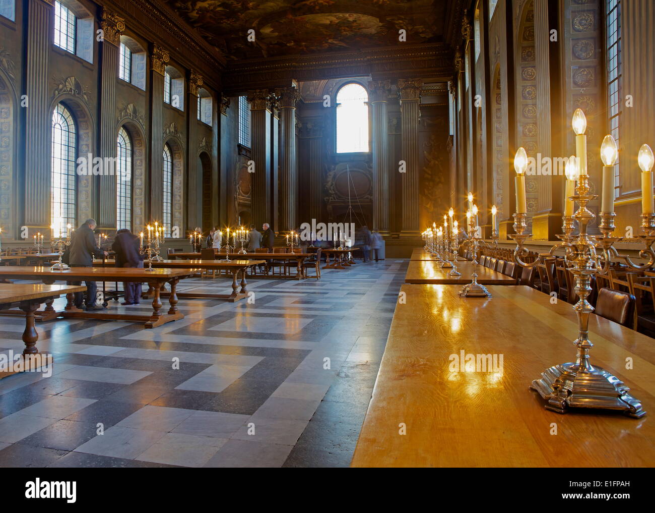 La sala dipinta in King William corte, Greenwich, London, England, Regno Unito, Europa Foto Stock