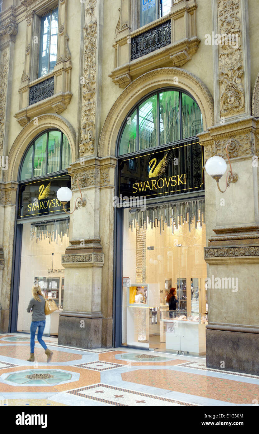 Swarovski store in Galleria Vittorio Emanuele a Milano, Italia Foto Stock