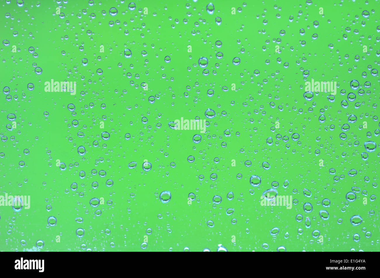 Goccia di acqua su sfondo verde Foto Stock