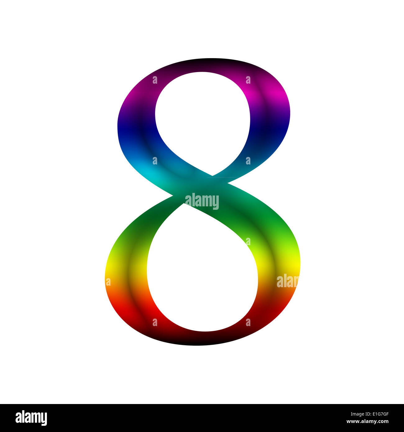 Numero otto, 8 realizzato dal colore arcobaleno Foto Stock
