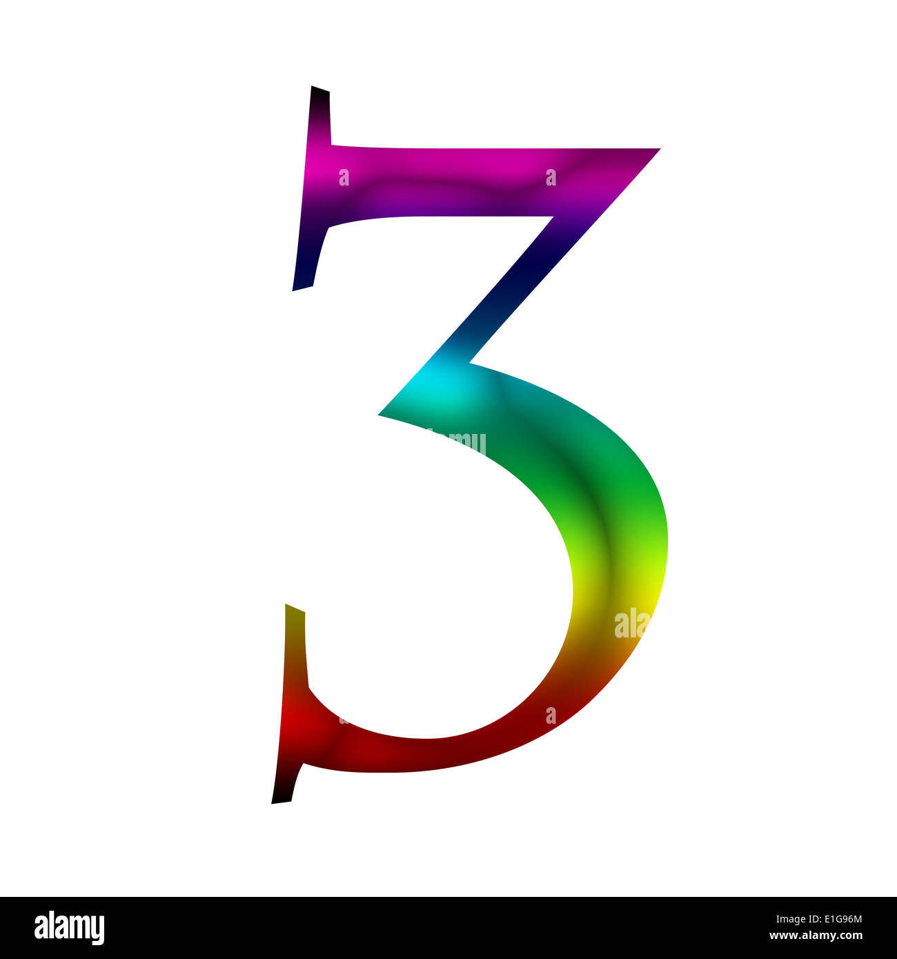 Il numero tre, 3 realizzati dal colore arcobaleno Foto stock - Alamy
