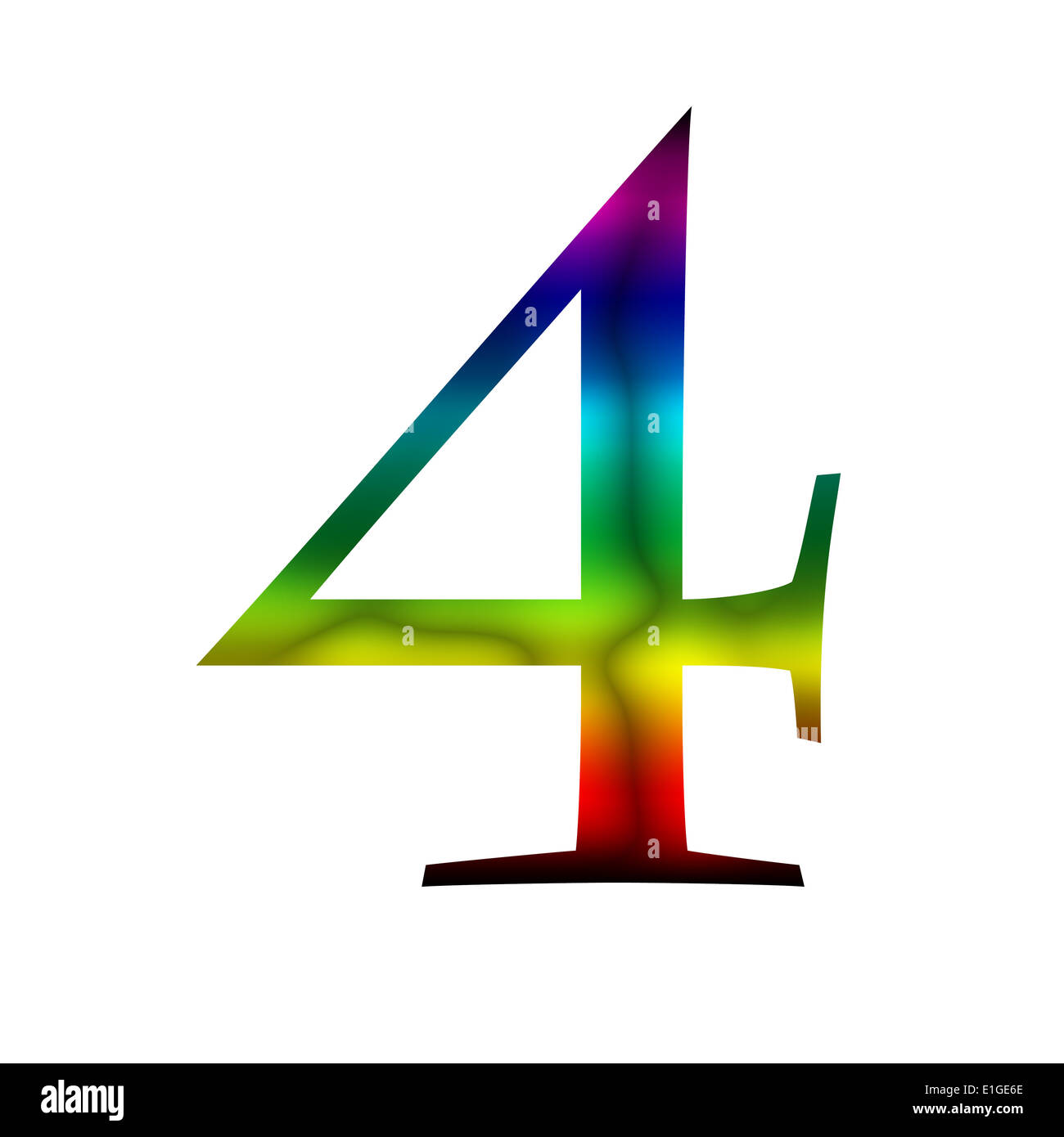 Numero quattro, 4 realizzato dal colore arcobaleno Foto Stock