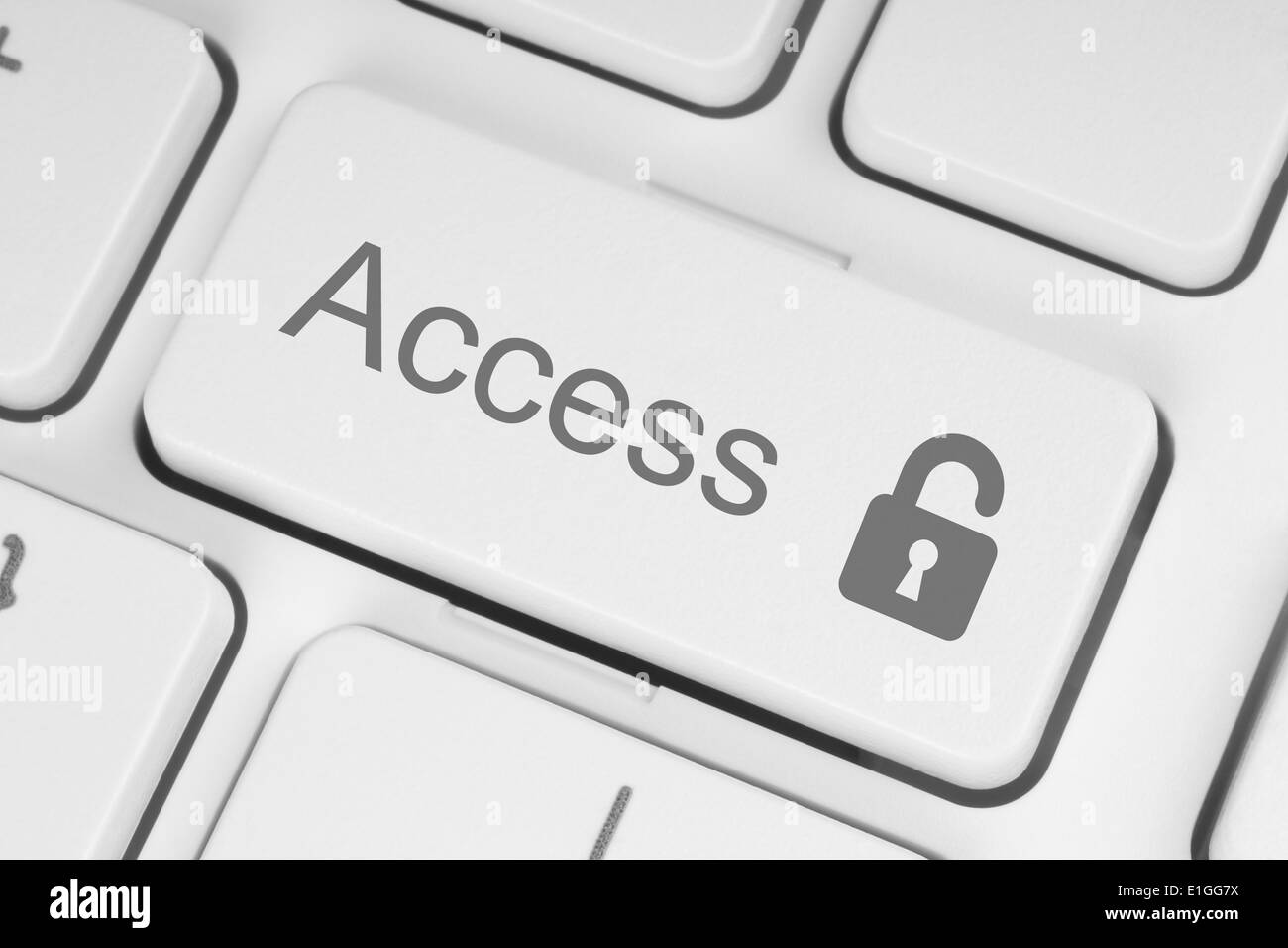 Aprire il pulsante lock sulla tastiera, il concetto di accesso Foto Stock