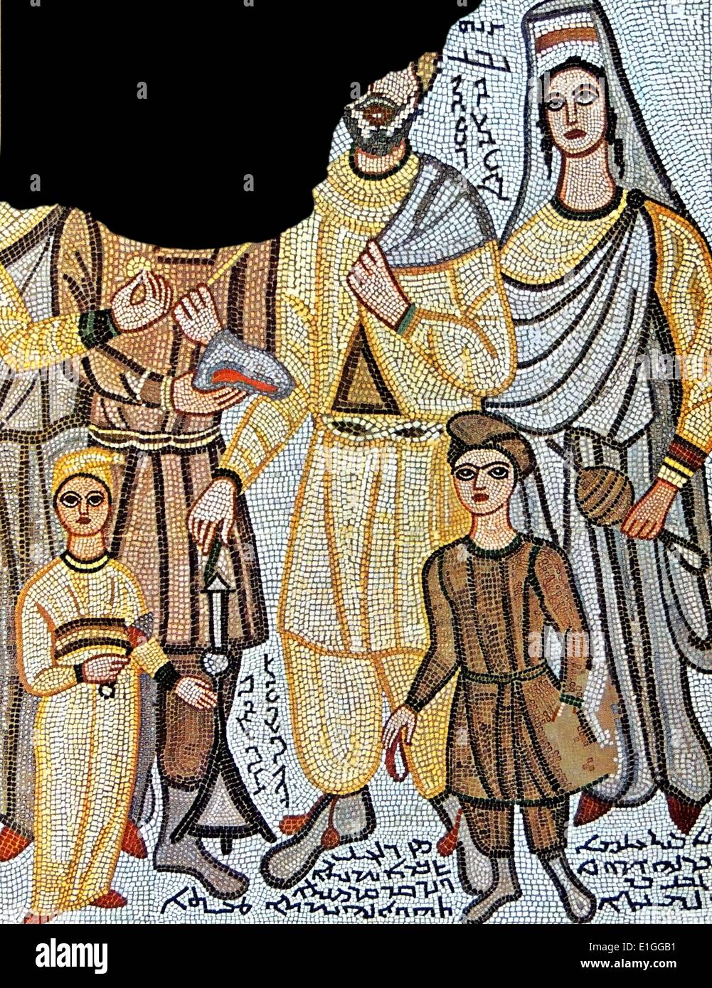 Mosaico funerario scoperto in antica Edessa; un insediamento greco oggi in Iraq. In Data inizio B.C. Foto Stock