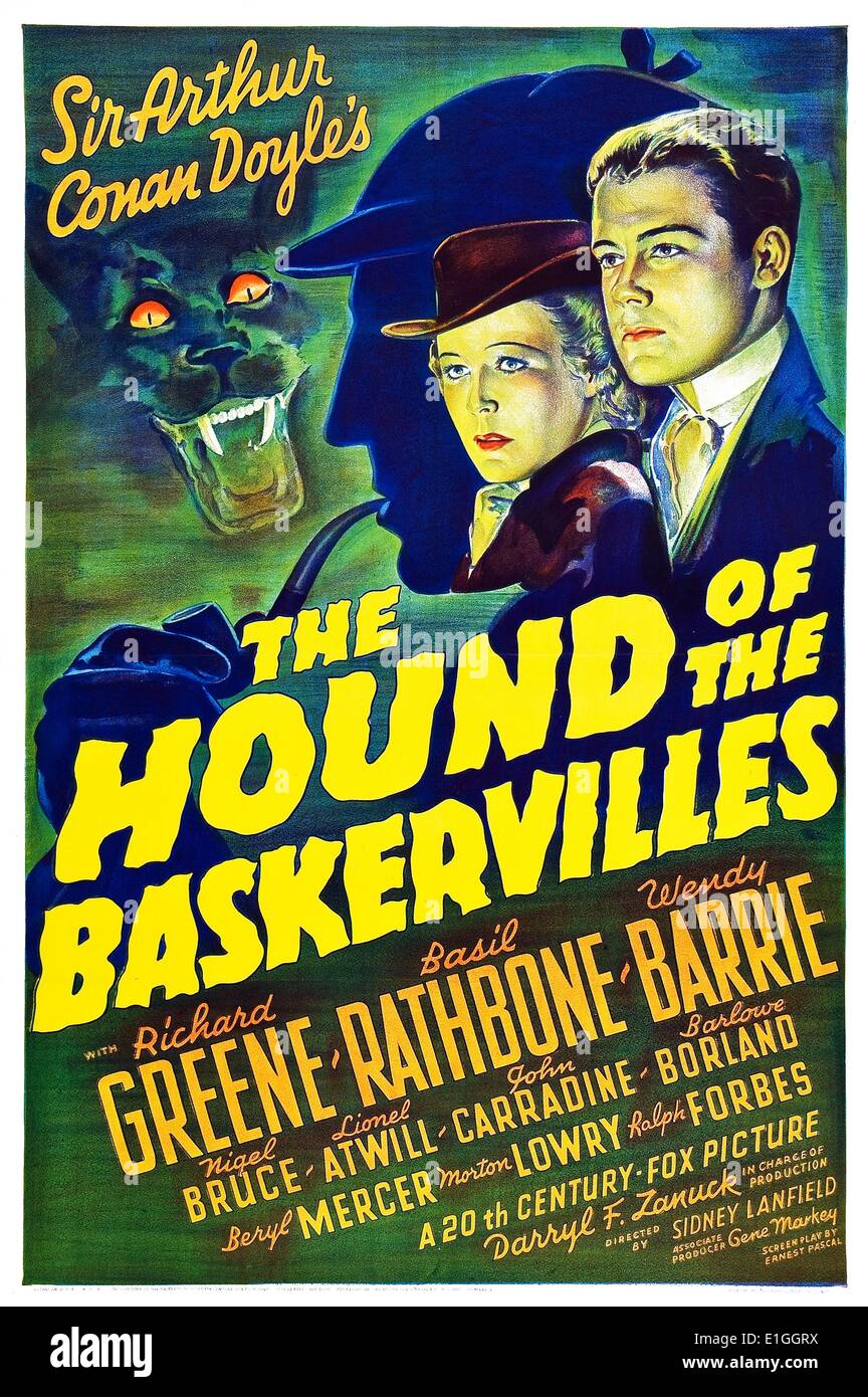 Hound del Baskervilles con Richard Green, Basil Rathbone e Wendy Barrie è stata fatta nel 1939. Foto Stock