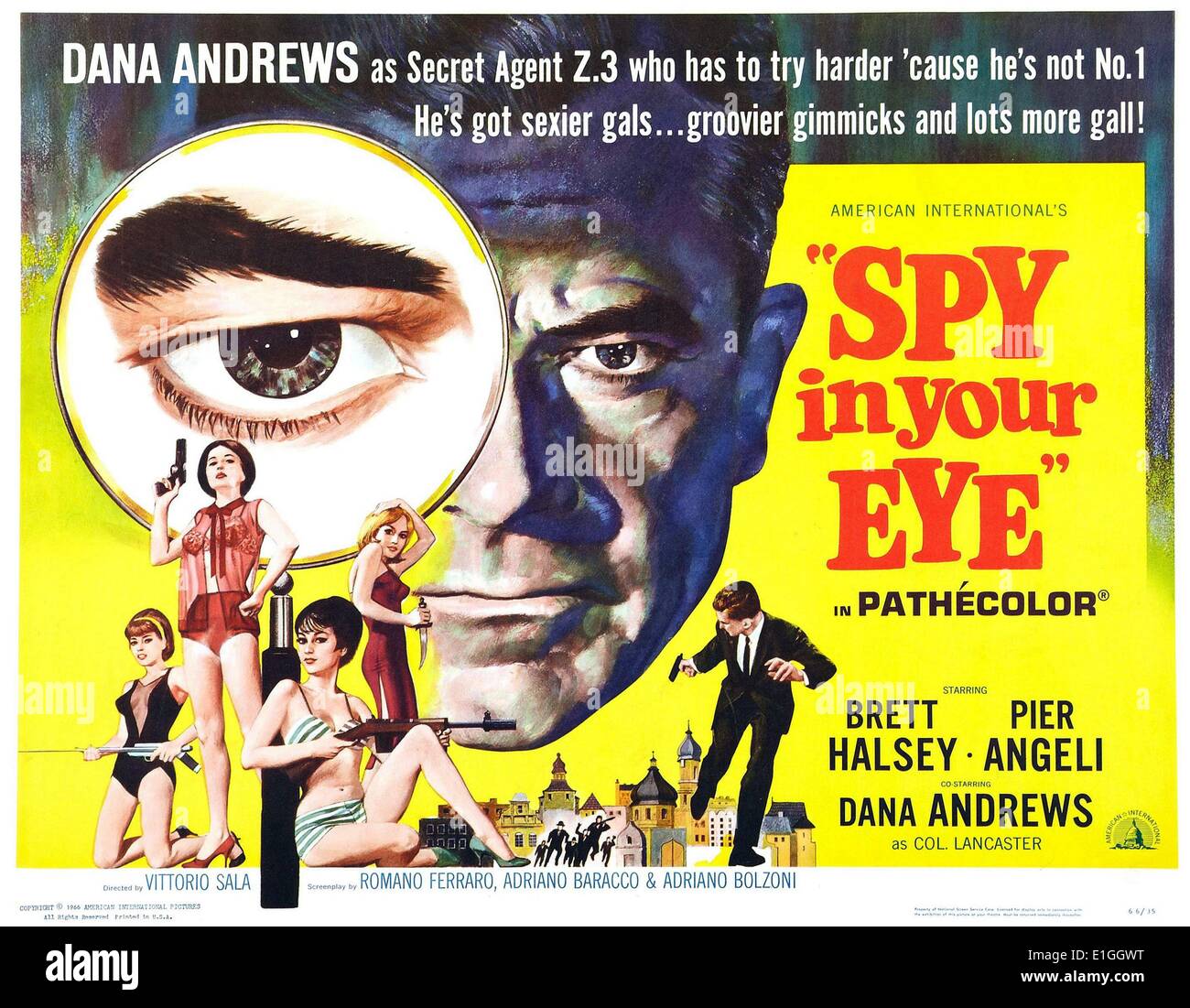 Spy nel tuo occhio, 1965, interpretato da Brett Halsey, Pier Angeli e Dana Andrews. Foto Stock