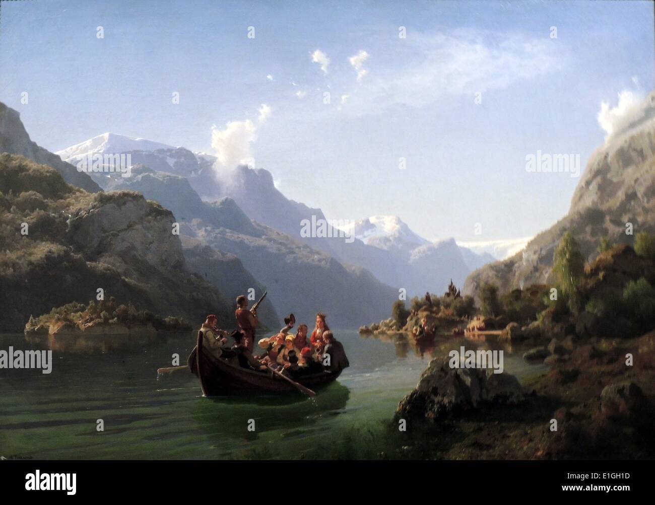 Corteo sull'Hardangerfjord, 1848 da Hans Gude og Adolph Tidemand. Foto Stock