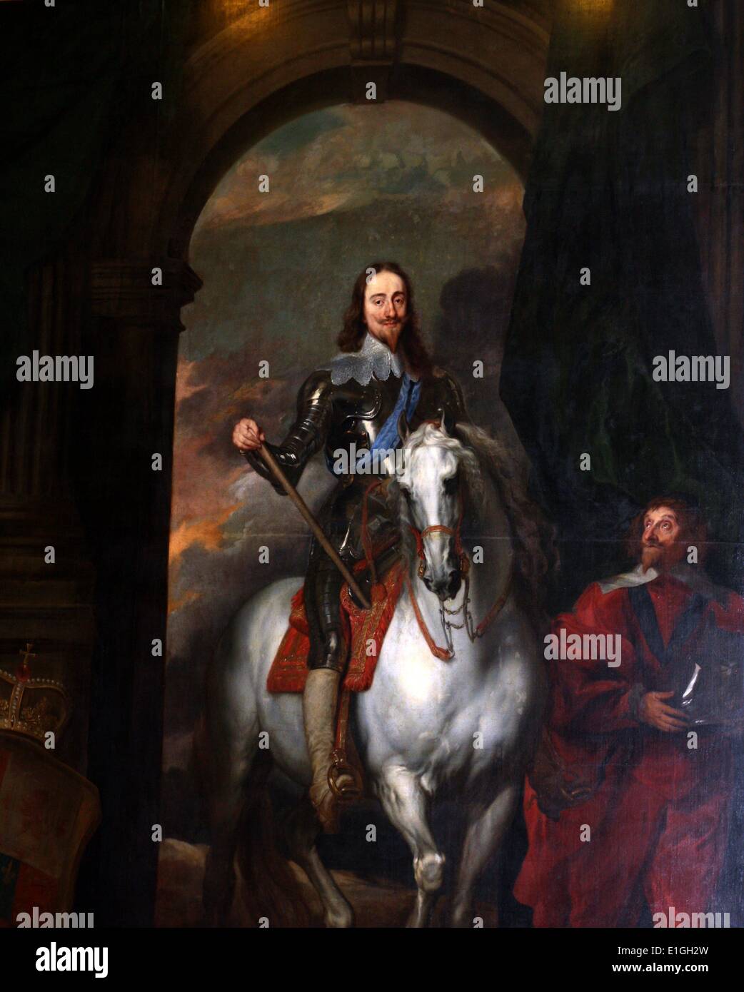 Il re Carlo I di Inghilterra a cavallo. Una delle diverse versioni di un dipinto di Anthony Van Dyke. Foto Stock