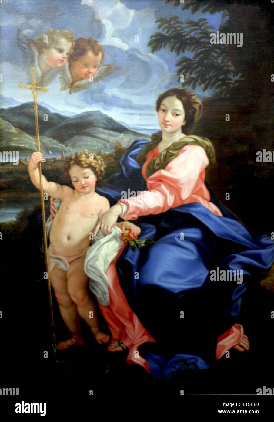 La Vergine con il bambino la foratura della testa del serpente ("Madonna della Serpe'), c 1695, da Giovanni Battista Gaulli, chiamato Baciccio (1639-1709), olio su tela Foto Stock
