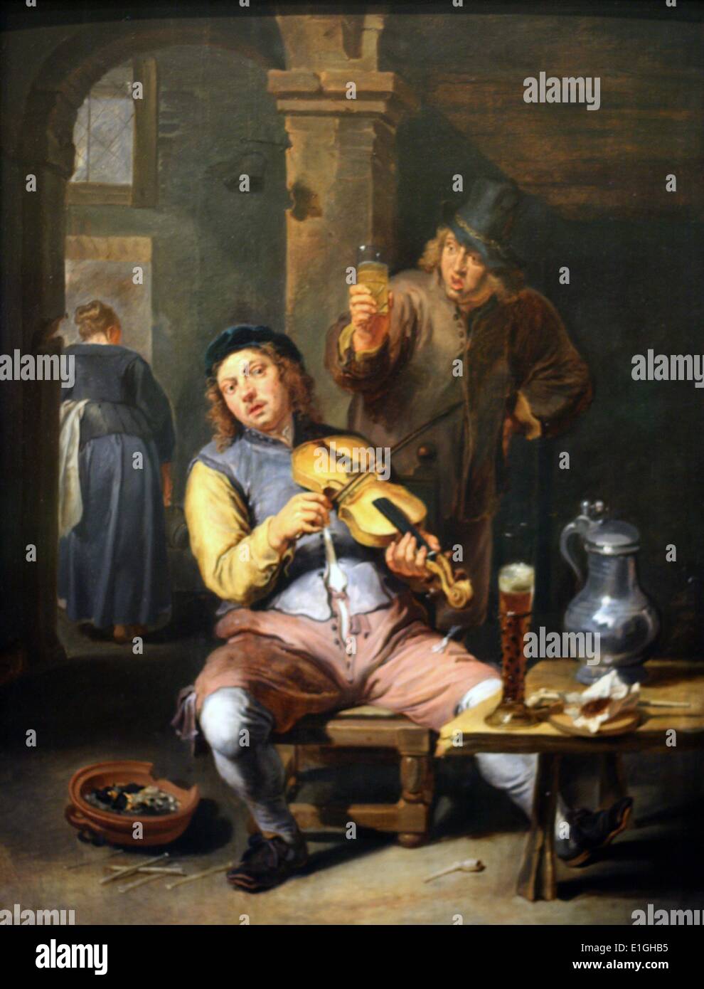Il cieco Fiddler da Willem van Herp (1614-1677), olio su pannello. Foto Stock