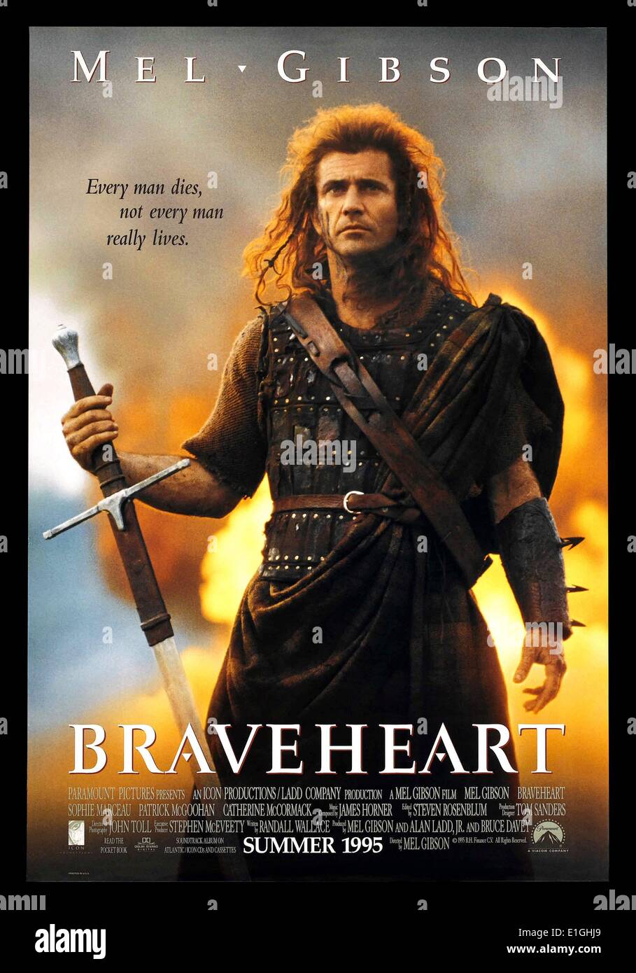 Braveheart starring Mel Gibson un 1995 epico dramma storico film di guerra. Foto Stock