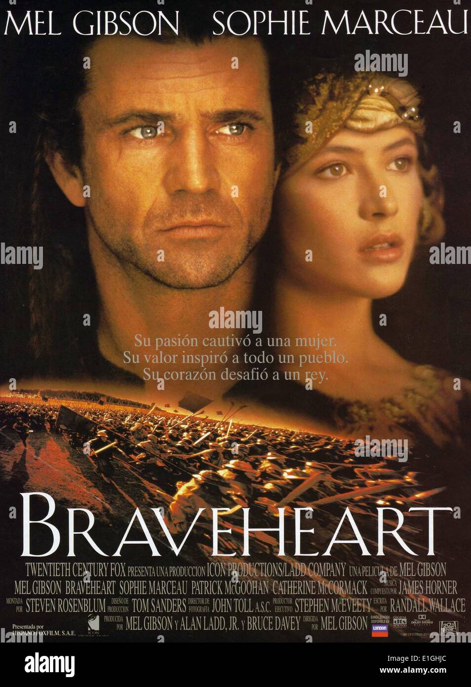 Braveheart starring Mel Gibson un 1995 epico dramma storico film di guerra. Foto Stock