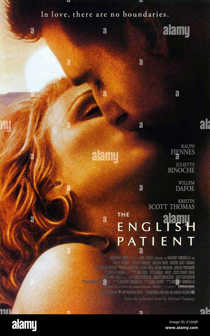 Il paziente inglese un dramma romantico protagonisti Ralph Fiennes, Juliette Binoche, Kristin Scott Thomas, Willem Dafoe e Naveen Andrews. Foto Stock
