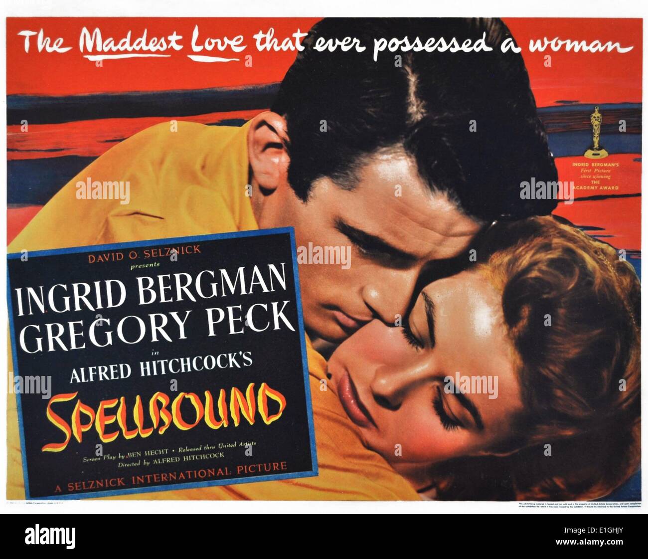 Spellbound a 1945 American Psychological mistero film thriller con protagonista Ingrid Bergman e Gregory Peck. Foto Stock