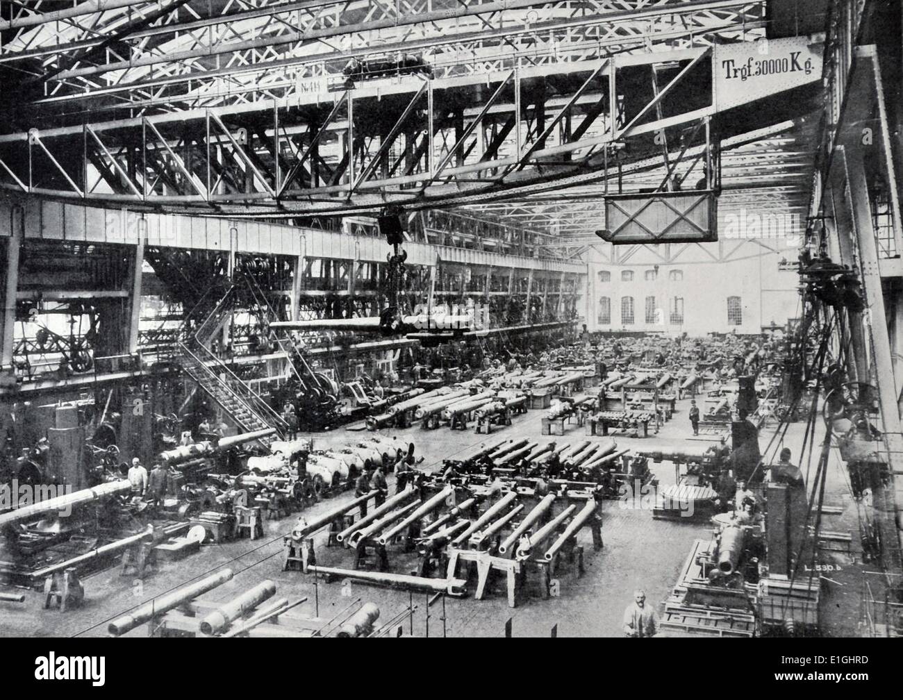 La Krupp opere di pistola a Essen, Germania, durante la Prima Guerra Mondiale Foto Stock