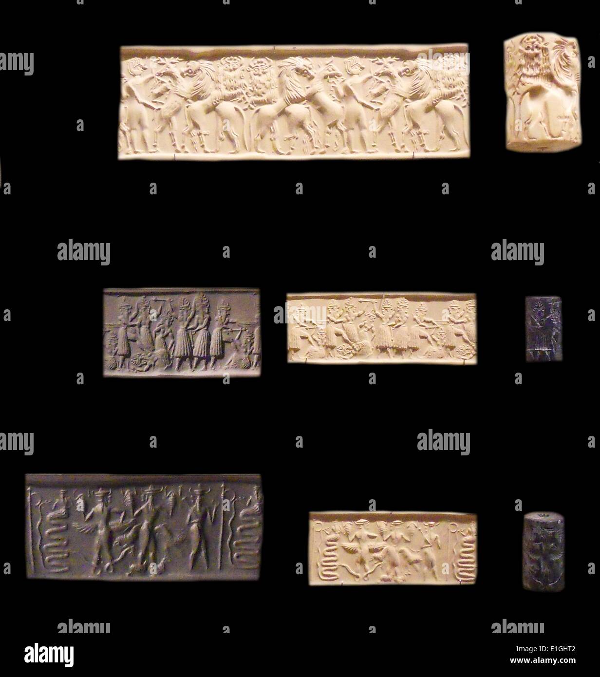 Sigilli cilindrici dalla Mesopotamia, Neo-Babylonian periodo circa 500 BC Foto Stock