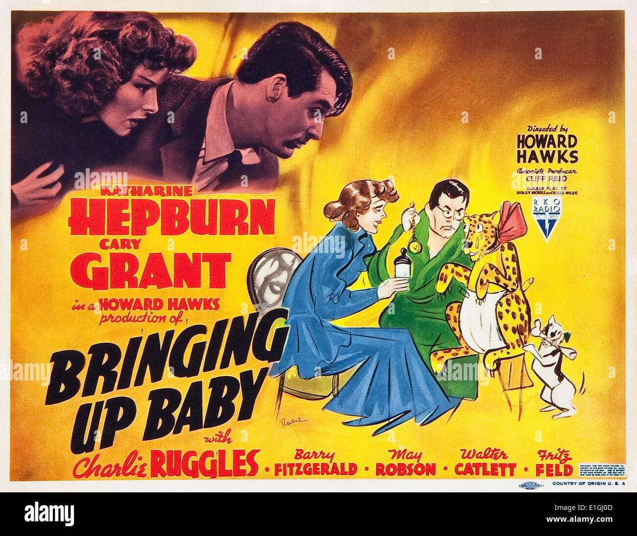 Portando il bambino una 1938 American screwball comedy film interpretato da Katharine Hepburn e Cary Grant. Foto Stock