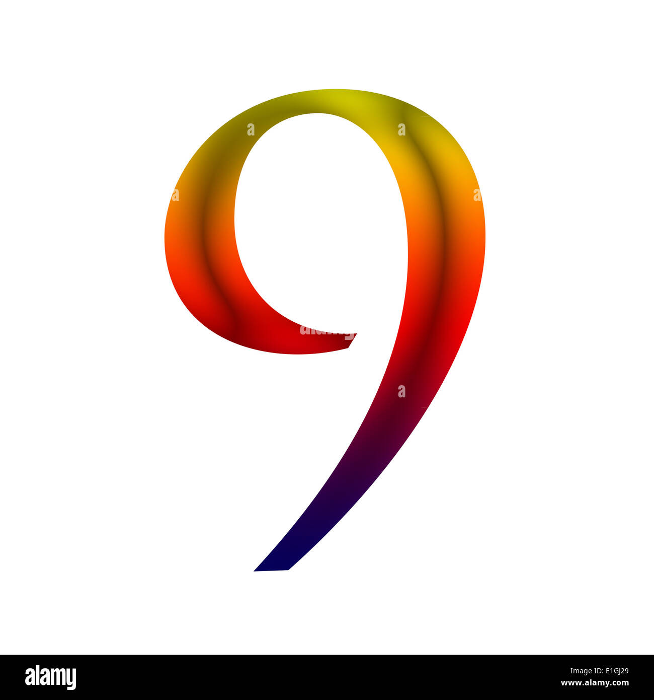 Numero nove, 9 realizzati dal colore arcobaleno Foto Stock