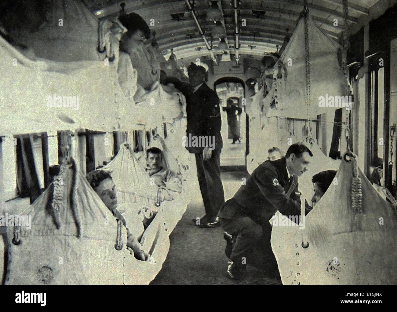 Soldati britannici su un treno trasporti nella prima guerra mondiale Foto Stock