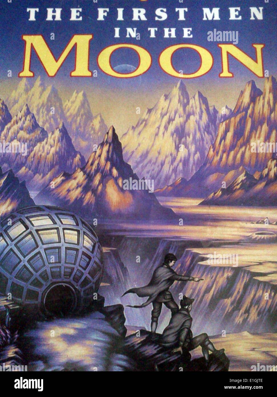 I primi uomini nella luna un romanzo scientifico pubblicato nel 1901 dall'autore inglese H G Wells. Foto Stock