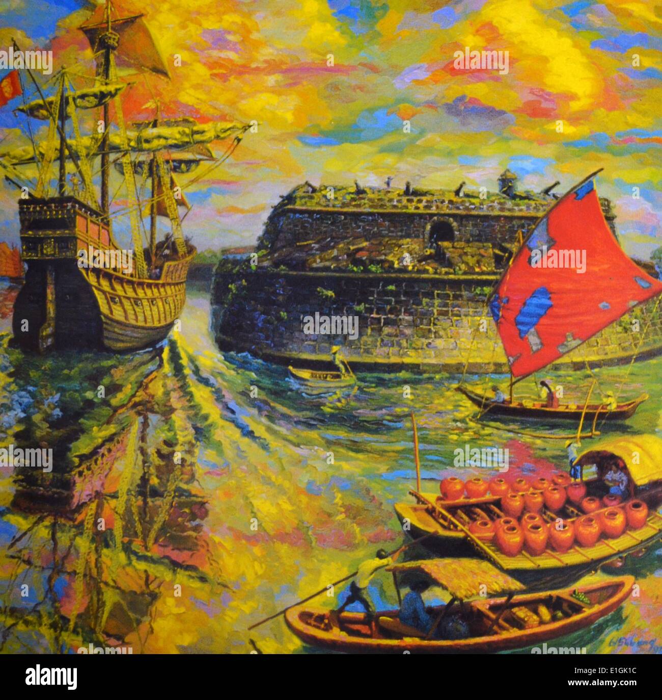 Gamliel Subang, i commercianti 1990. Olio su tela. Foto Stock