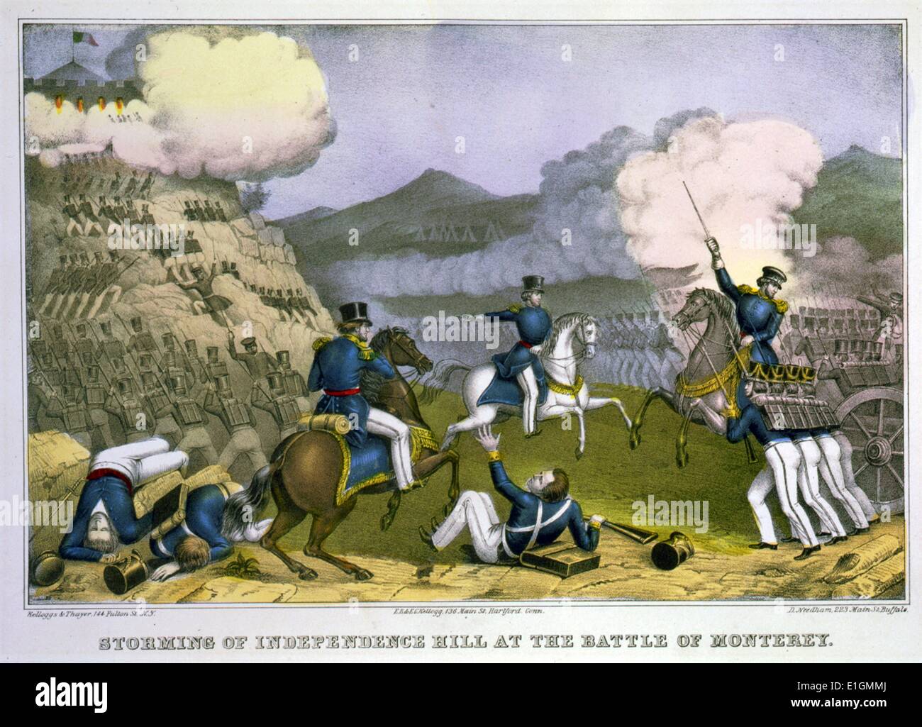 Storming di indipendenza collina alla battaglia di Monterey. Pubblicato: [tra il 1850 e il 1900]. La battaglia di Monterey, a Monterey in California è stata combattuta il 7 luglio 1846, durante la guerra Mexican-American. Gli Stati Uniti hanno catturato la città incontrastata. Foto Stock