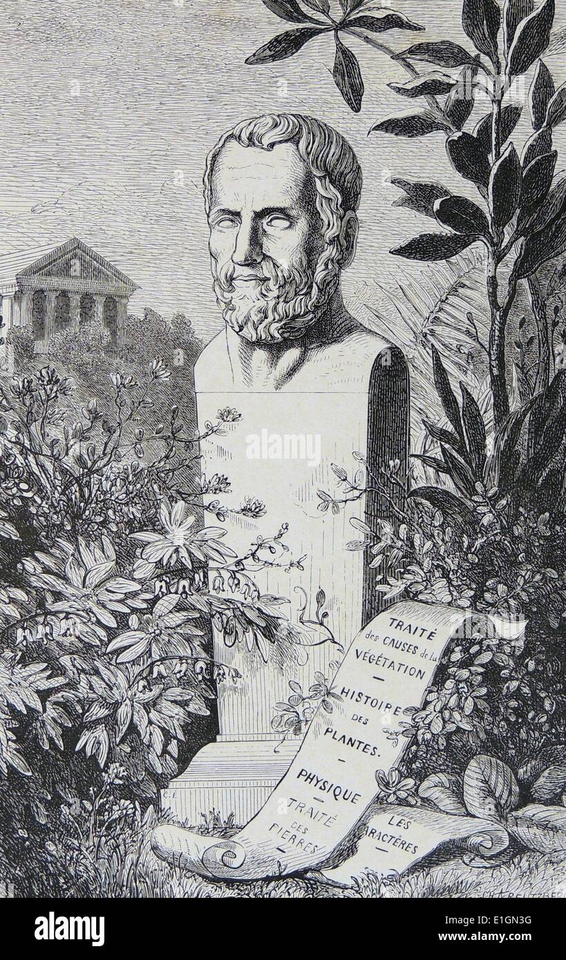 Theophrastus (C372-C287 BC) Greco antico philospher e scienziato. Allievo di Platone e Aristotele a cui successe come presidente del Liceo, 272 BC. Engaving, Parigi, 1866. Foto Stock