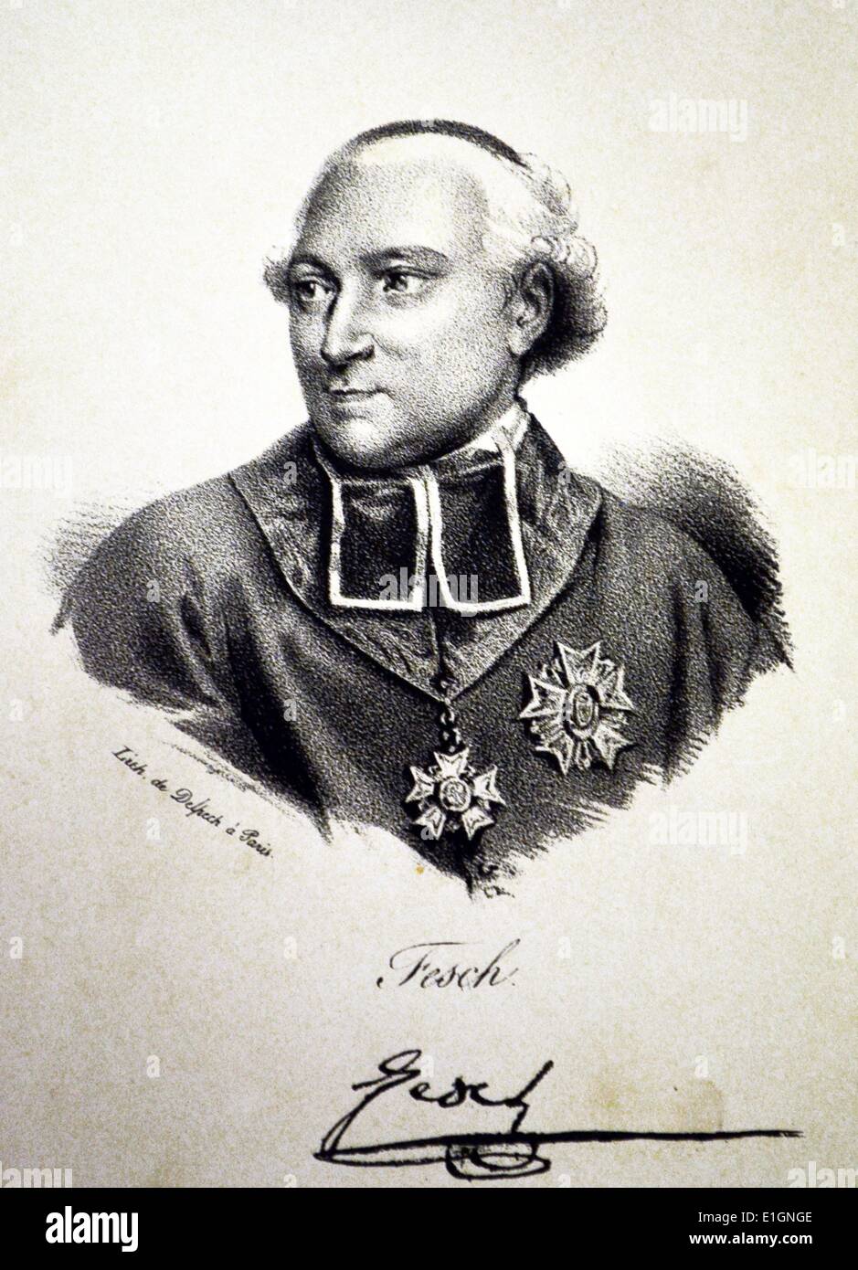 Joseph Fesch (1763-1839) il cardinale francese nato in Corsica. Egli è stato strettamente associato con Napoleone Bonaparte la famiglia. Litografia, Parigi, c1840. Foto Stock