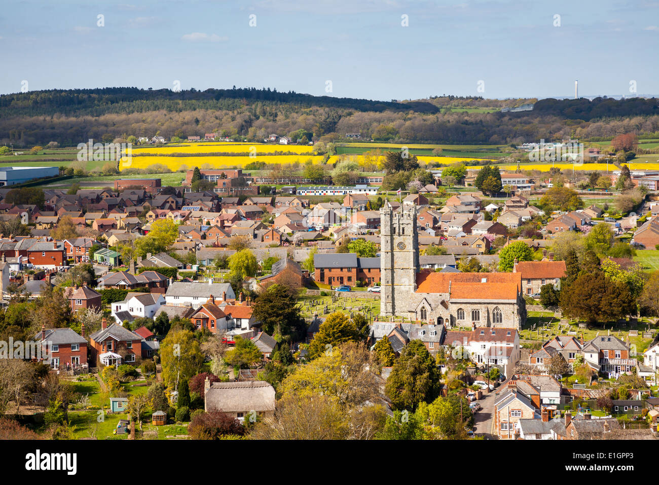 Affacciato sul villaggio di Carisbrooke sull'Isola di Wight in Inghilterra UK Europa Foto Stock