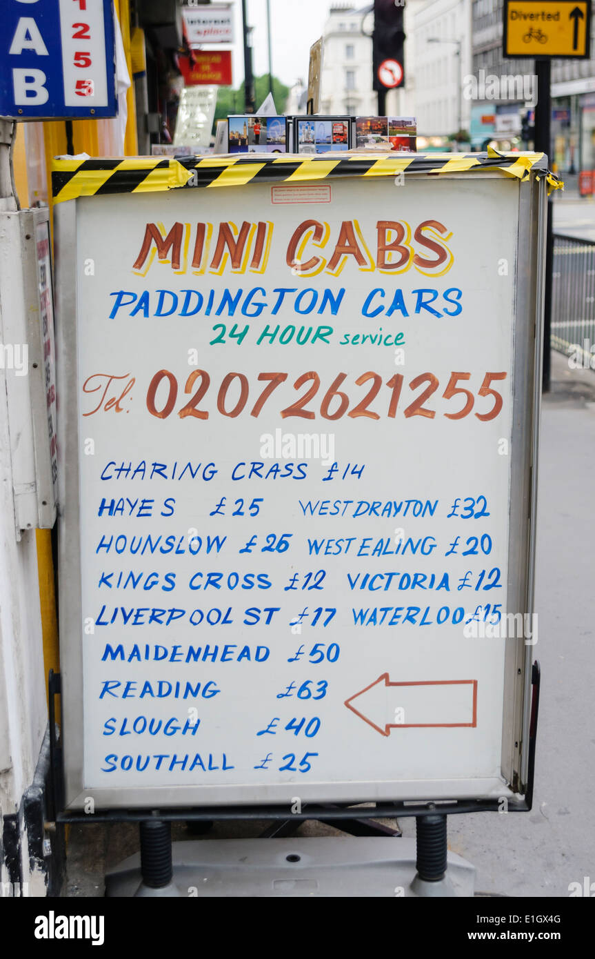 Paddington Auto, Mini Cabs Foto Stock