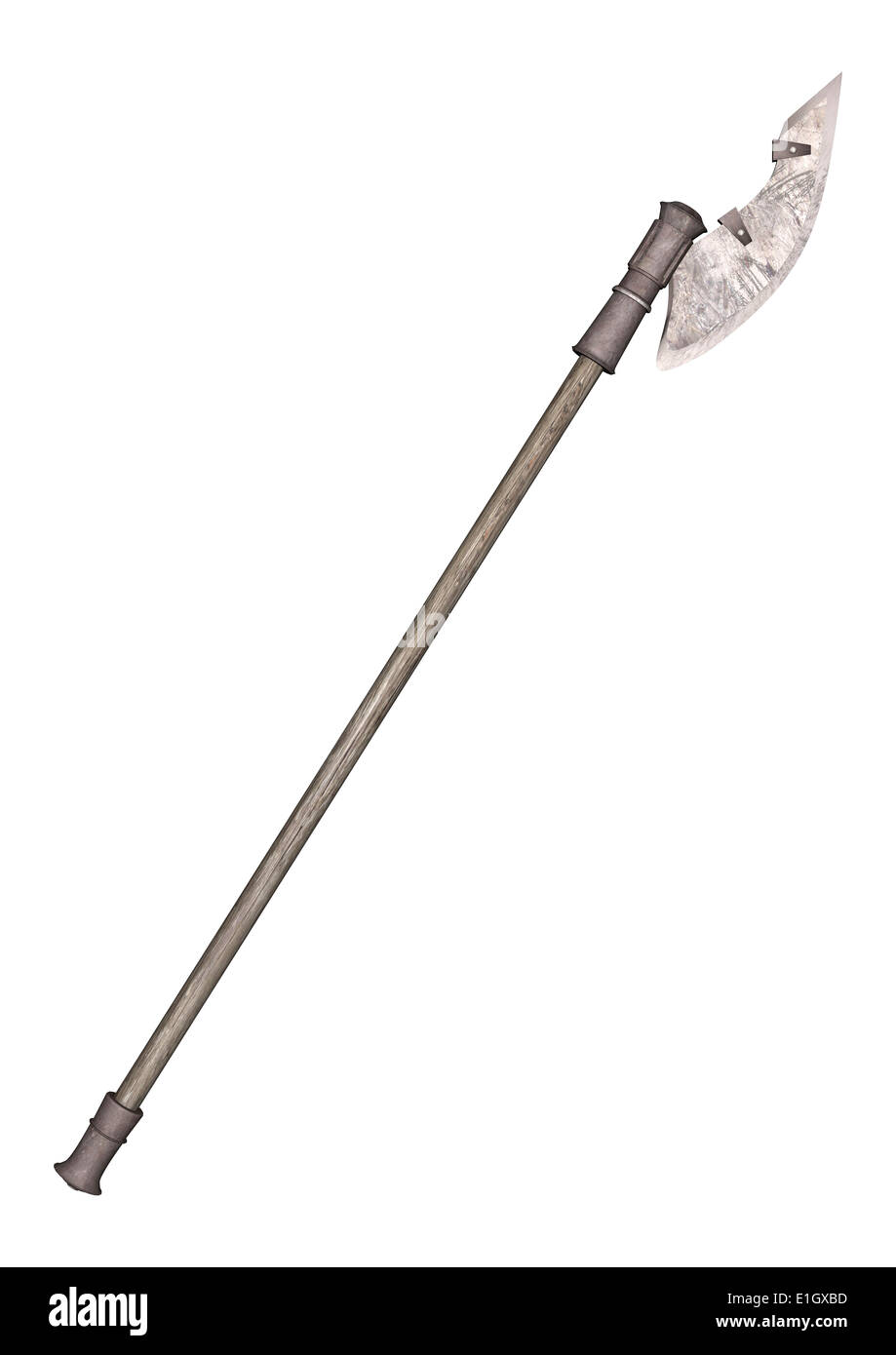 3D render digitale di un polo medievale ax isolati su sfondo bianco Foto Stock