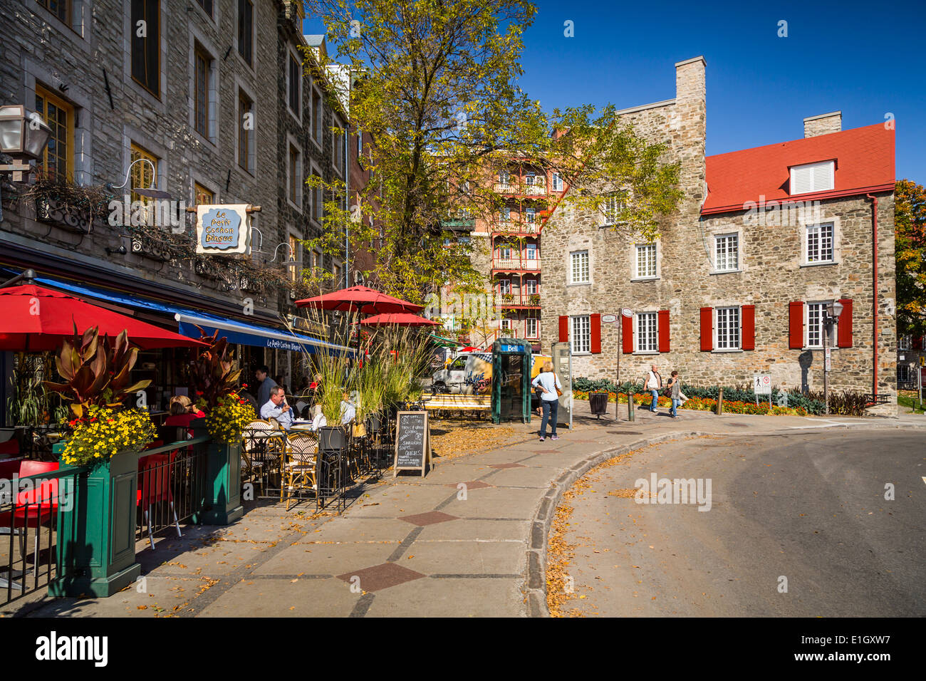 Gli edifici storici della città bassa nella Vecchia Quebec Quebec City, Quebec, Canada. Foto Stock