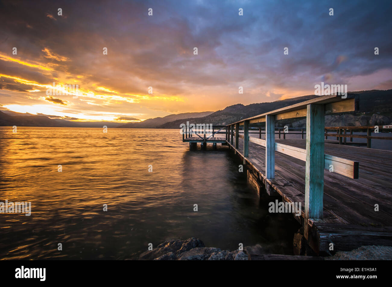 Wharf Park e il Lago Okanagan nel sud Okanagan Valley, Naramata, British Columbia, Canada Foto Stock