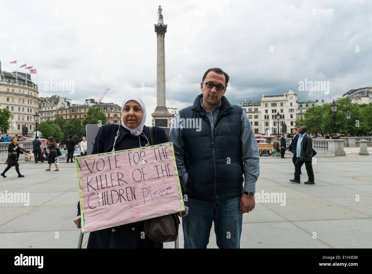 Protesta Anti-Assad sulla Siria elezioni presidenziali giorno a Londra. Foto Stock