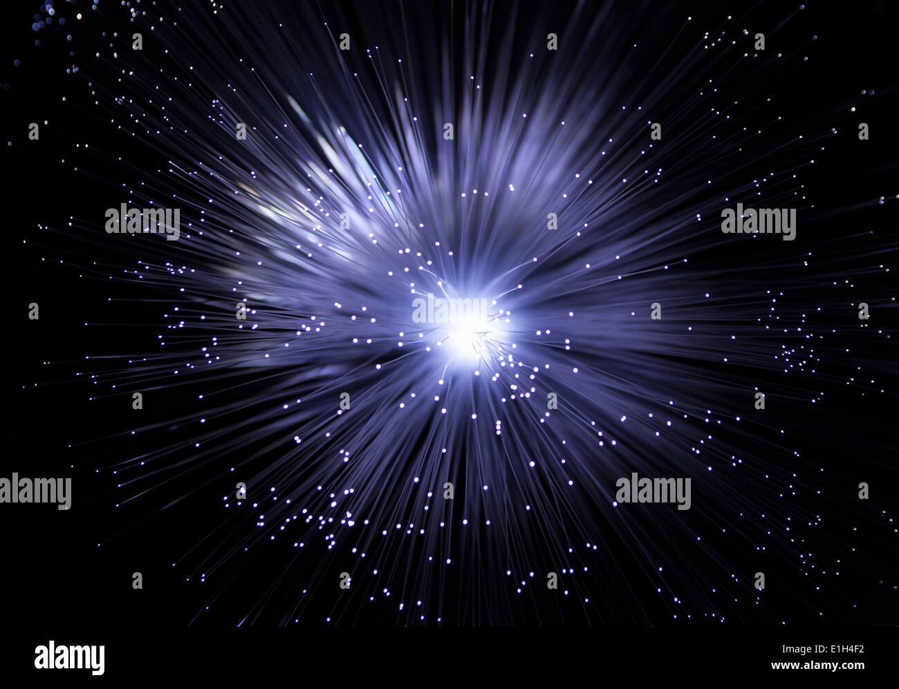 Studio shot di luce a fibre ottiche con sfondo nero Foto Stock