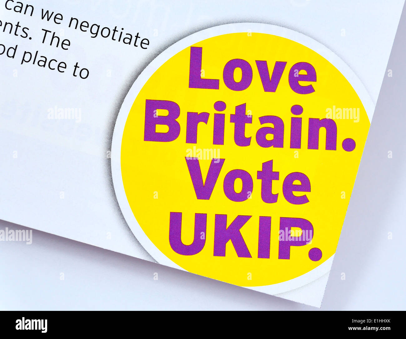 Amore Gran Bretagna votazione UKIP flyer Foto Stock