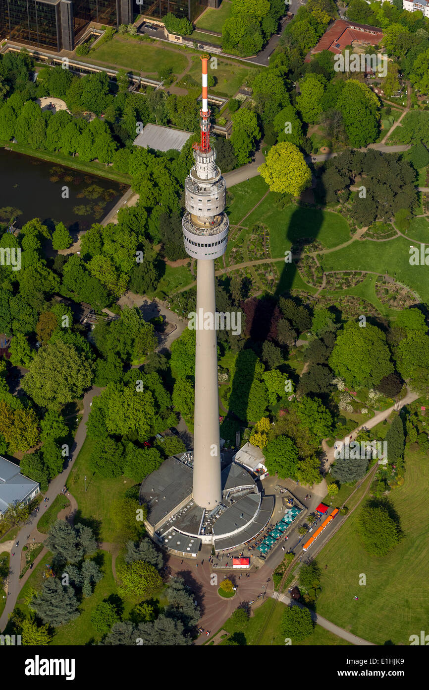 Vista aerea, Florianturm torre televisiva, Dortmund, distretto della Ruhr, Nord Reno-Westfalia, Germania Foto Stock