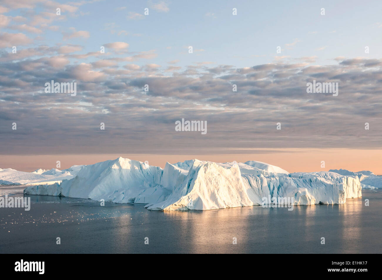 Iceberg, Ilulissat icebergs, Sito Patrimonio Mondiale dell'UNESCO, Disko Bay, ad ovest della Groenlandia, la Groenlandia Foto Stock