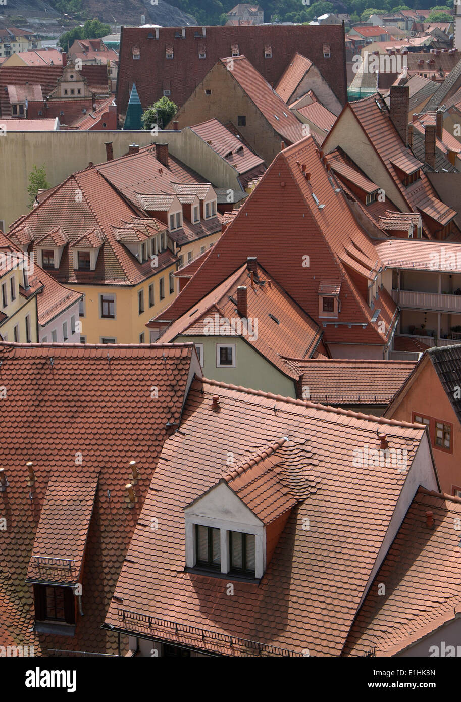 I tetti del centro storico di Meißen, Bassa Sassonia, Germania Foto Stock