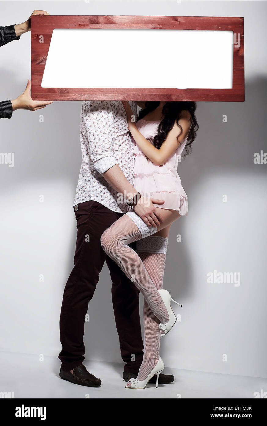 Giovane e con bordo bianco spazio vuoto Foto Stock