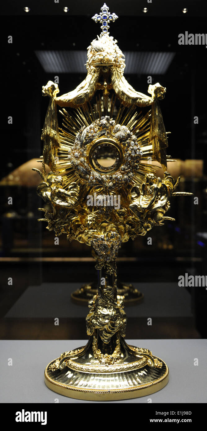 Custodia di argento dorato decorata con pietre preziose da Jacques Francois Joseph Lefebvre-Caters. 1782-1798. Foto Stock