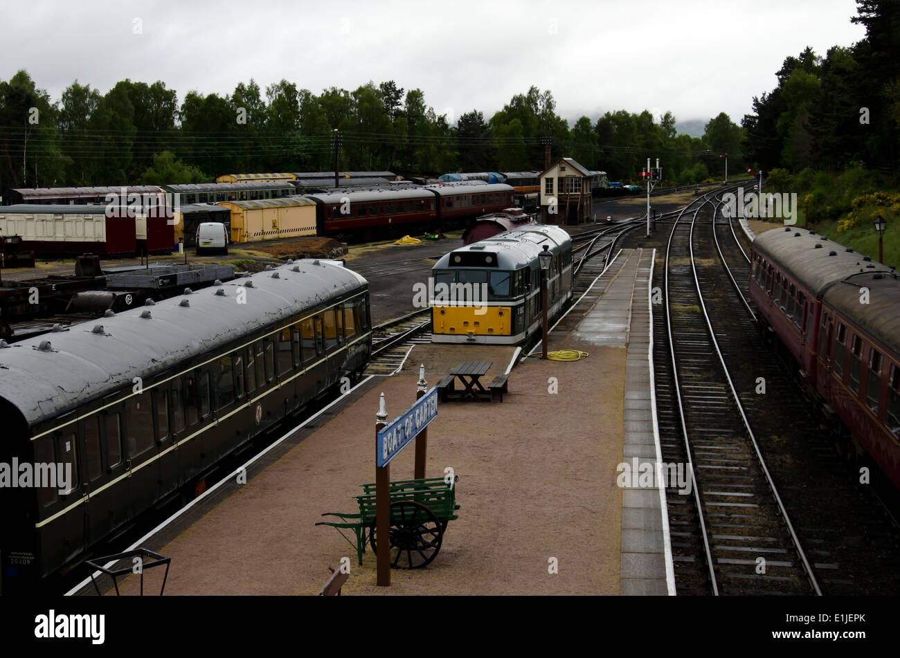 Boat of Garten stazione della ferrovia di Strathspey nelle Highlands Scozzesi. Foto Stock